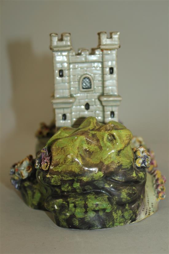 A rare Staffordshire pearlware model of a castle tower or hunting lodge, c.1820, 13.5cm